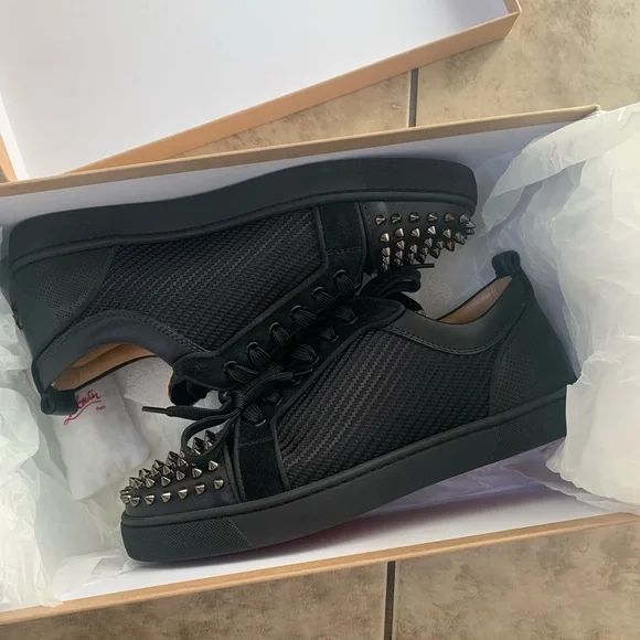 Mens Christian Louboutin Louis Flat Black/Black 44.5 used Louis - High-top sneakers - Calf leather and spikes - Black  main image 2
